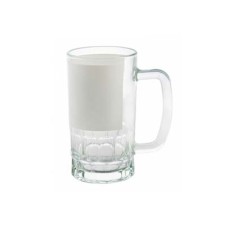 20oz Glass Beer Mug w White Patch