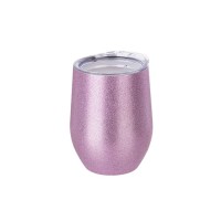 12oz Stainless Steel Stemless Wine Cup(Glitter Pink)