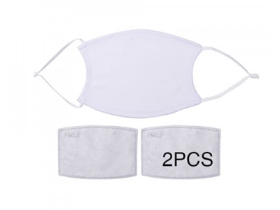 Poly-Cotton Face Mask with Filter(13*18.5cm, White Strap)