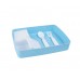 Plastic Lunch Box w Grid-Blue