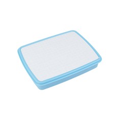 Plastic Lunch Box w Grid-Blue