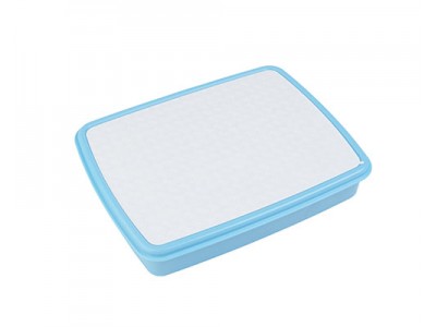 Plastic Lunch Box w Grid-Blue