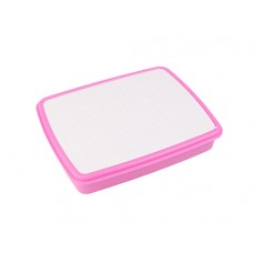 Plastic Lunch Box w Grid-Pink