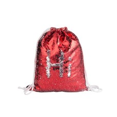 Drawstring Backpack(Sequin, Red/Silver)