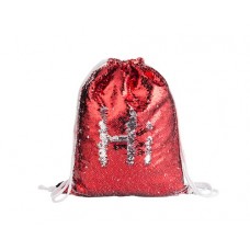 Drawstring Backpack(Sequin, Red/Silver)