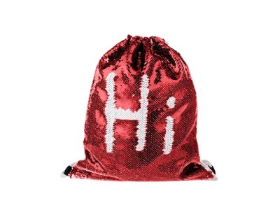 Drawstring Backpack(Sequin, Red/White)