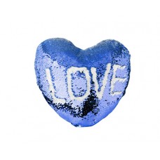 Pillow Cover(Heart Flip Sequin, Dark Blue/White)