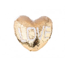 Pillow Cover(Heart Flip Sequin, Gold/White)