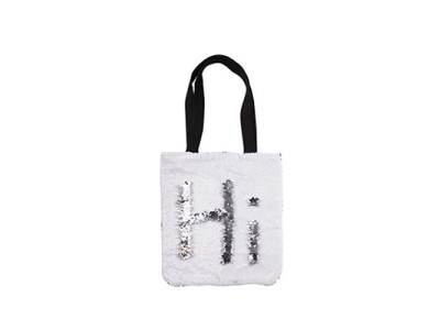 Tote Bag(Sequin & Linen, White/Silver)