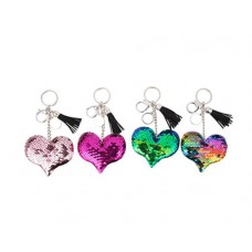 Sequin Keychain w  Short Tassel(Heart)