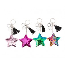 Sequin Keychain w Short Tassel(Star)