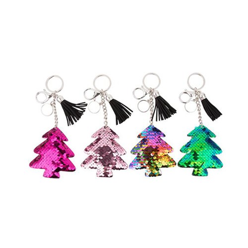 Sequin Keychain w Short Tassel(Tree) Sublimation Products, Heat Press