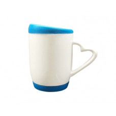 11oz Heart Handle Mug w Silicon Lid & Base-Light Blue