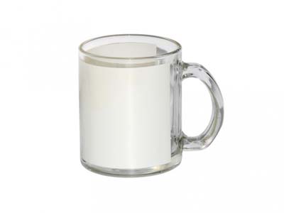 11oz Glass mug w White Patch