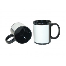 11oz Black Mug w White Patch