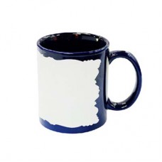 11oz Blue Mug w White Patch(Butterfly)