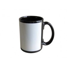 15oz Black Mug w White Patch