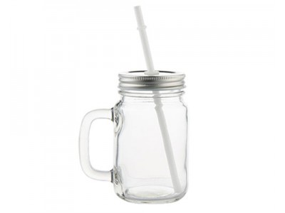 Mason Jar(Clear) with Straw