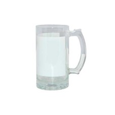16oz Glass Beer Mug w White Patch