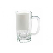 20oz Glass Beer Mug w White Patch