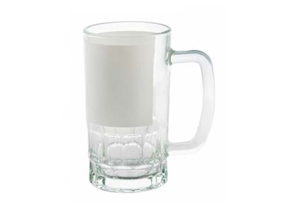 20oz Glass Beer Mug w White Patch