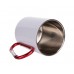 300ml Stainless Steel Mug w/ Red Carabiner Handle(White)