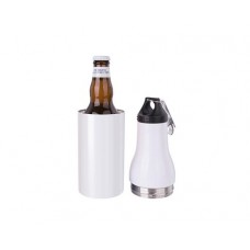 12oz/360ml Stainless Steel Beer Bottle Cooler With Opener(White)