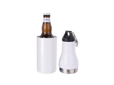 12oz/360ml Stainless Steel Beer Bottle Cooler With Opener(White)