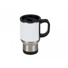 14oz Stainless Steel Travel Mug w White Patch