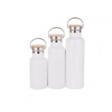 12oz/17oz/25oz Stainless Steel Bottle w Bamboo Lid(White)