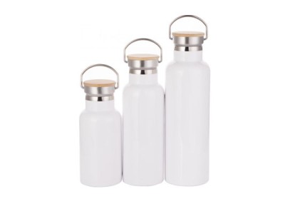 12oz/17oz/25oz Stainless Steel Bottle w Bamboo Lid(White)