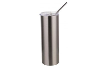 20oz/600ml Stainless Steel Tumbler with Straw & Lid(Silver)
