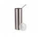 20oz/600ml Stainless Steel Tumbler with Straw & Lid(Silver)