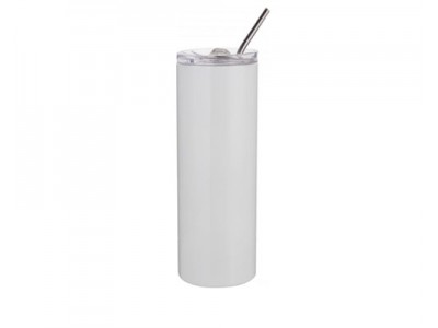 20oz/600ml Stainless Steel Tumbler with Straw & Lid(White)