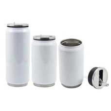 Stainless Steel Coke Can with Straw(White)