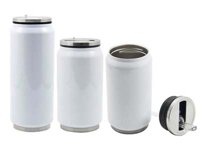 Stainless Steel Coke Can with Straw(White)