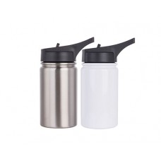 12oz/350ml Stainless Steel Flask  w/ Sports Straw Cap Flip Lid