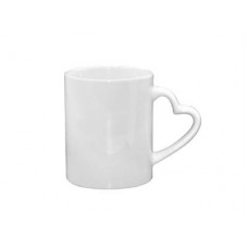 11oz White Mug w Heart Handle