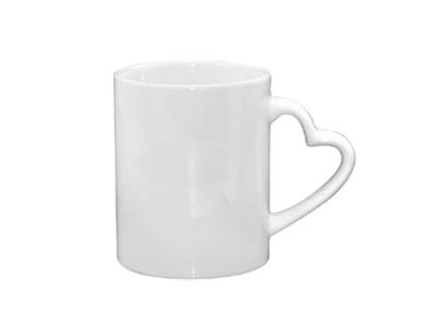 11oz White Mug w Heart Handle