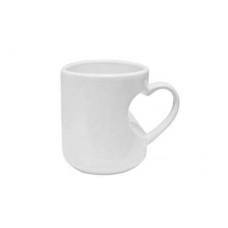 11oz White Mug w Incut Heart Handle