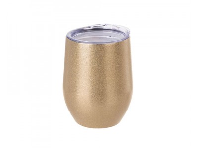 12oz Stainless Steel Stemless Wine Cup(Glitter Gold)