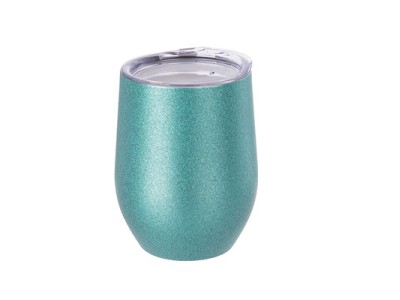 12oz Stainless Steel Stemless Wine Cup(Glitter L.Blue)