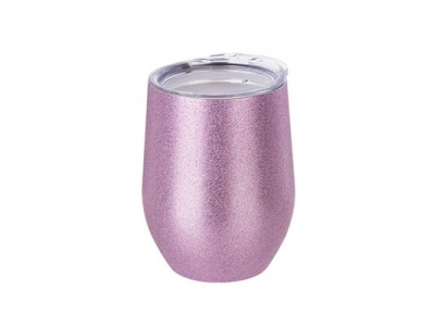 12oz Stainless Steel Stemless Wine Cup(Glitter Pink)