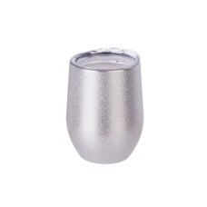12oz Stainless Steel Stemless Wine Cup(Glitter Silver)