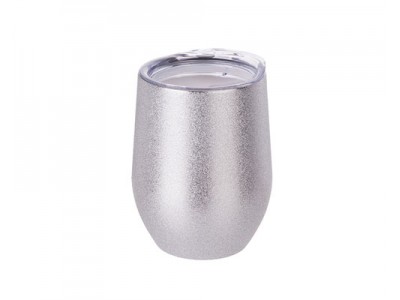 12oz Stainless Steel Stemless Wine Cup(Glitter Silver)